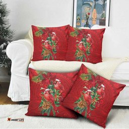 Aussie Red Cardinal Pillow Cover Aboriginal Inspired Christmas LT9
