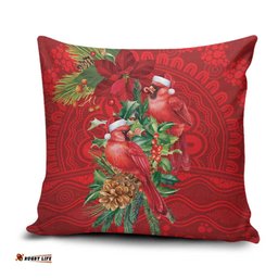 Aussie Red Cardinal Pillow Cover Aboriginal Inspired Christmas LT9