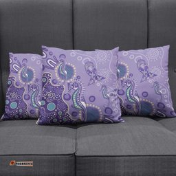 Australia Epilepsy Awareness Pillow Cover Aboriginal Purple Ribbon with Seahorse LT7