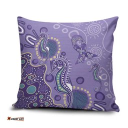 Australia Epilepsy Awareness Pillow Cover Aboriginal Purple Ribbon with Seahorse LT7