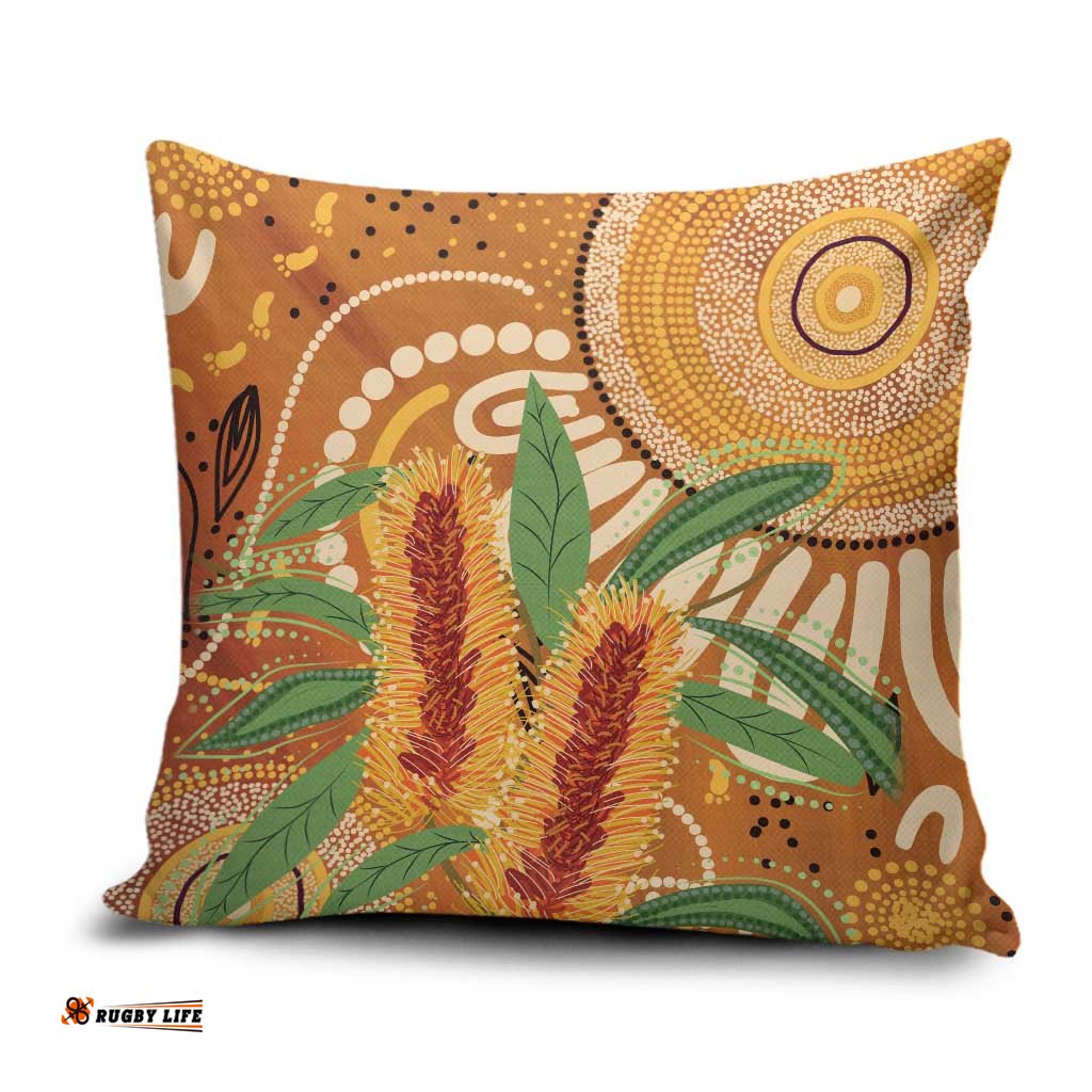 Australia Bottlebrush Pillow Cover Callistemon Aussie Native Flowers Indigenous Art LT14