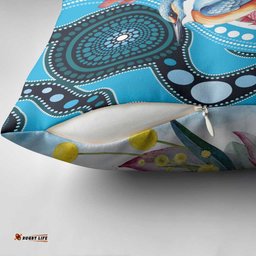 Australia Azure Kingfisher Pillow Cover Australian Native Flowers Indigenous Art LT14
