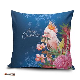 Australia Christmas Pink Cockatoo with Banksia Pillow Cover Snowy Blue LT7