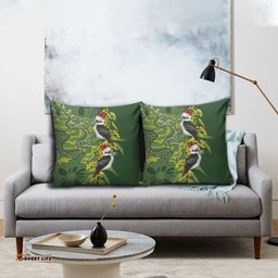 Aussie Kokaburra Golden Wattle Christmas Pillow Cover Aboriginal Dots Painting Green Motif LT9