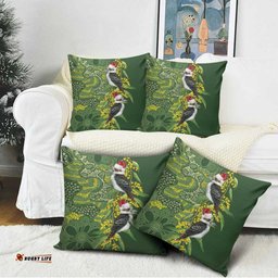 Aussie Kokaburra Golden Wattle Christmas Pillow Cover Aboriginal Dots Painting Green Motif LT9