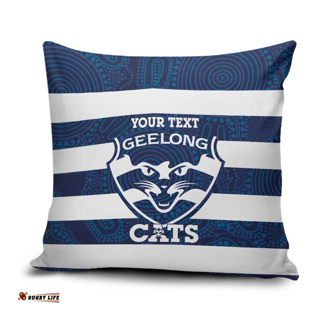 AFL Cats Football Custom Pillow Cover Geelong Proud Indigenous Art LT14