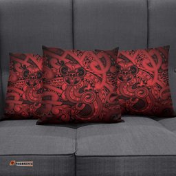 Aotearoa Maori Hei Tiki Pillow Cover Whero Kowhaiwhai Puhoro Motif LT9
