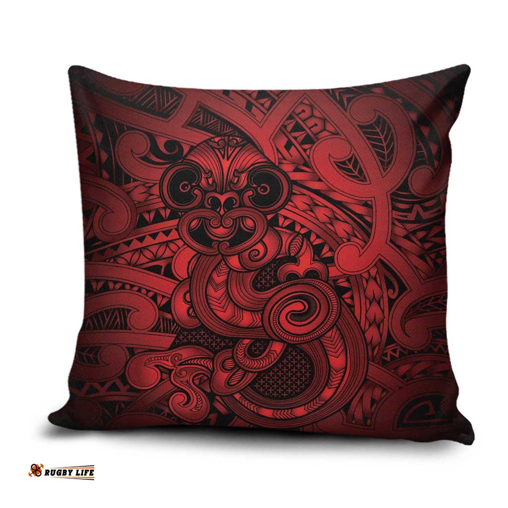 Aotearoa Maori Hei Tiki Pillow Cover Whero Kowhaiwhai Puhoro Motif LT9