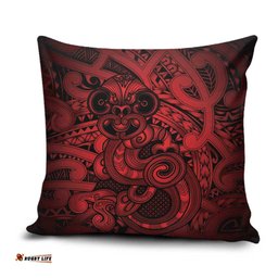Aotearoa Maori Hei Tiki Pillow Cover Whero Kowhaiwhai Puhoro Motif LT9
