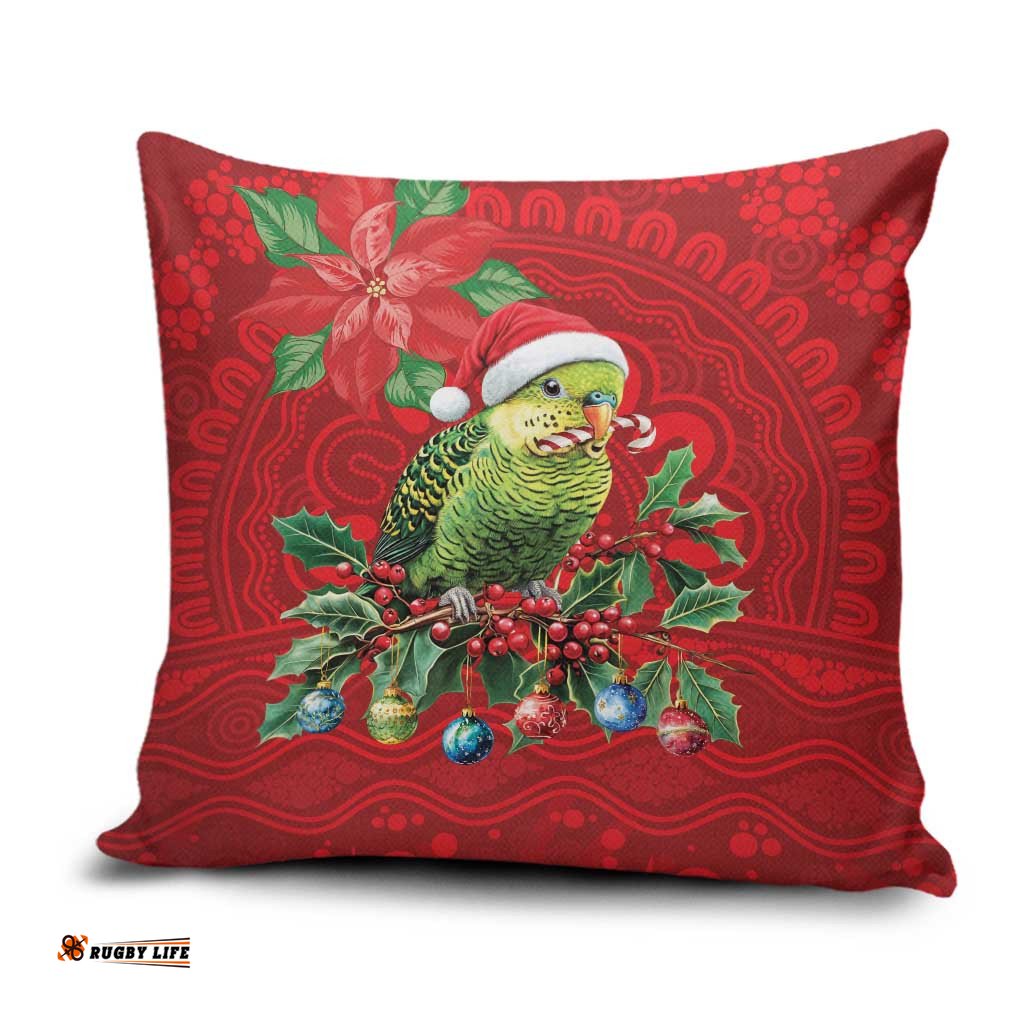 Aussie Green Budgerigar Pillow Cover Aboriginal Inspired Christmas LT9