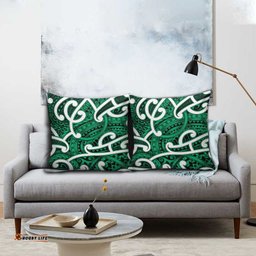 Aotearoa Maori Kowhaiwhai Pillow Cover Kakariki Puhoro and Patiki LT9
