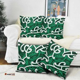 Aotearoa Maori Kowhaiwhai Pillow Cover Kakariki Puhoro and Patiki LT9
