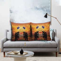 ANZAC Day Pillow Cover Remembrance Tribute Soldiers And Poppy Field LT05