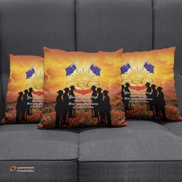ANZAC Day Pillow Cover Remembrance Tribute Soldiers And Poppy Field LT05