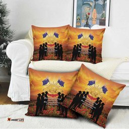 ANZAC Day Pillow Cover Remembrance Tribute Soldiers And Poppy Field LT05