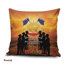 ANZAC Day Pillow Cover Remembrance Tribute Soldiers And Poppy Field LT05