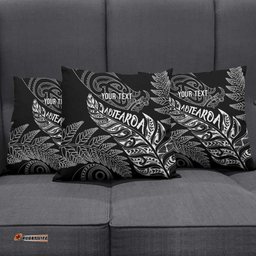 Aotearoa Personalized Lawn Bowls Maori Pillow Cover New Zealand Black Tribal Silver Fern LT7