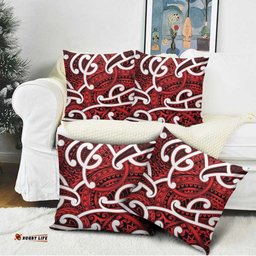 Aotearoa Maori Kowhaiwhai Pillow Cover Whero Puhoro and Patiki LT9