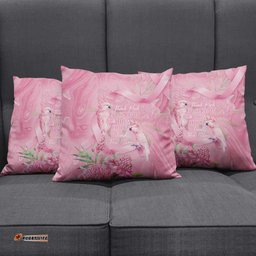 Australia Breast Cancer Awareness Pillow Cover Think Pink Cockatoos Ribbon LT14