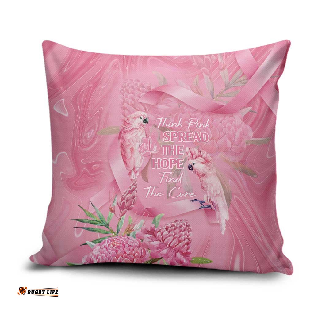 Australia Breast Cancer Awareness Pillow Cover Think Pink Cockatoos Ribbon LT14