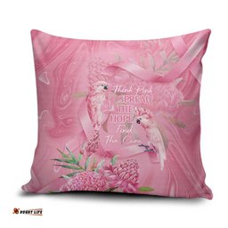 Australia Breast Cancer Awareness Pillow Cover Think Pink Cockatoos Ribbon LT14