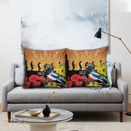 Australia Magpie ANZAC Day Pillow Cover Rising Sun 25th April Poppy Golden Wattle LT14