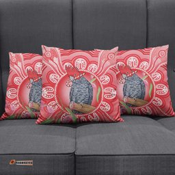 Australia Gang-gang Cockatoo Christmas Pillow Cover Eucalyptus Blossoms Aboriginal Merry Xmas LT14