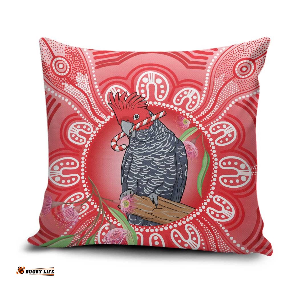 Australia Gang-gang Cockatoo Christmas Pillow Cover Eucalyptus Blossoms Aboriginal Merry Xmas LT14