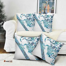 Kahui Whetu Paua shell Kowhaiwhai Taniko Personalised Pillow Cover Turtle Tattoo Maori Tribal Style LT9