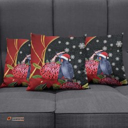 Australia Palm Cockatoo Christmas Pillow Cover Probosciger Aterrimus Waratah Merry Chrissie LT14