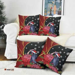 Australia Palm Cockatoo Christmas Pillow Cover Probosciger Aterrimus Waratah Merry Chrissie LT14