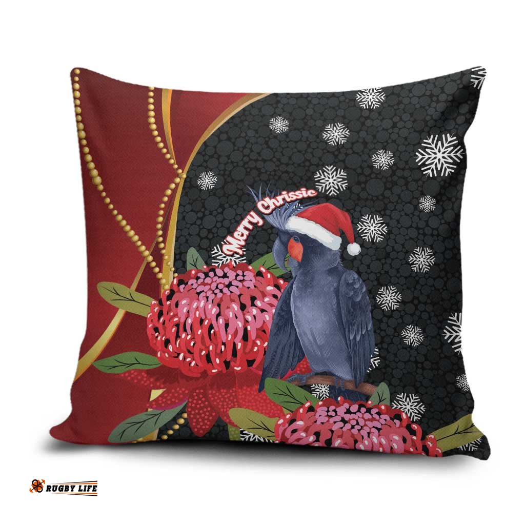 Australia Palm Cockatoo Christmas Pillow Cover Probosciger Aterrimus Waratah Merry Chrissie LT14