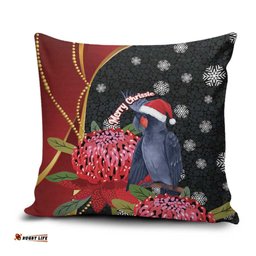 Australia Palm Cockatoo Christmas Pillow Cover Probosciger Aterrimus Waratah Merry Chrissie LT14