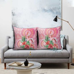 Breast Cancer Pink Cockatoo Pillow Cover Australia Indigenous Watercolor Glaze LT7