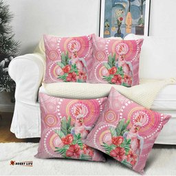 Breast Cancer Pink Cockatoo Pillow Cover Australia Indigenous Watercolor Glaze LT7
