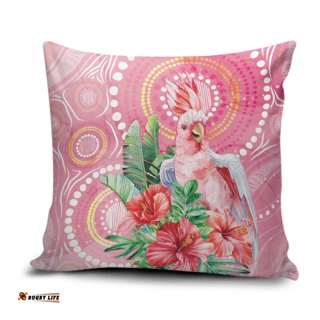 Breast Cancer Pink Cockatoo Pillow Cover Australia Indigenous Watercolor Glaze LT7