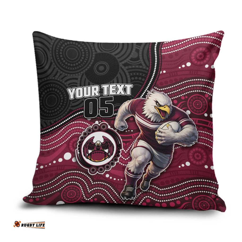 Custom Sea Eagles Pillow Cover Bird Mascot With Aboriginal Indigenous DT05
