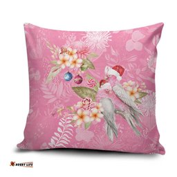 Joyful Pink Cockatoo Pillow Cover Australia Christmas Vibes LT9