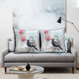 Australia Magpie Christmas Pillow Cover Eucalyptus Aboriginal Watercolor Stylized LT14