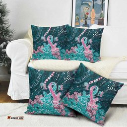 Hereditary Cancer Awareness Pillow Cover Hope Ribbon With Aussie Teal Duncan Coral DT05