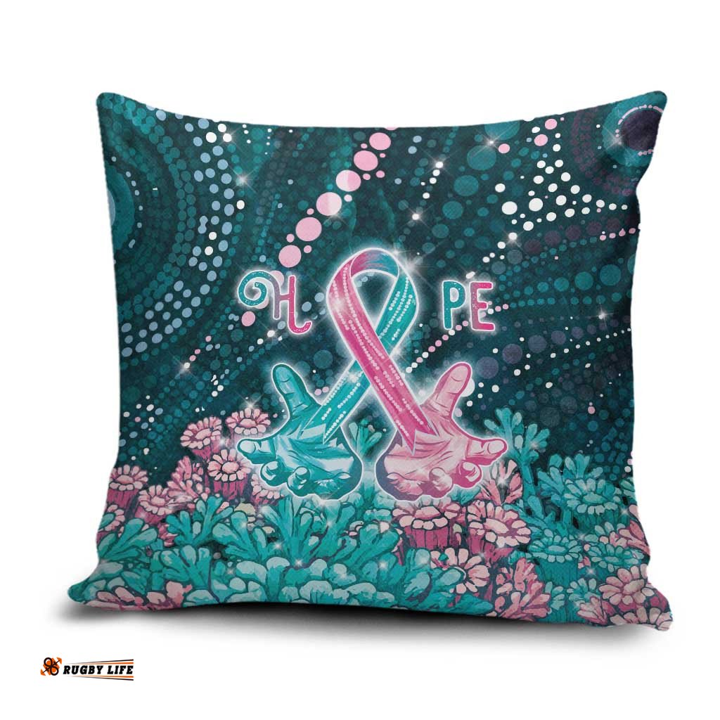Hereditary Cancer Awareness Pillow Cover Hope Ribbon With Aussie Teal Duncan Coral DT05