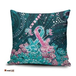 Hereditary Cancer Awareness Pillow Cover Hope Ribbon With Aussie Teal Duncan Coral DT05