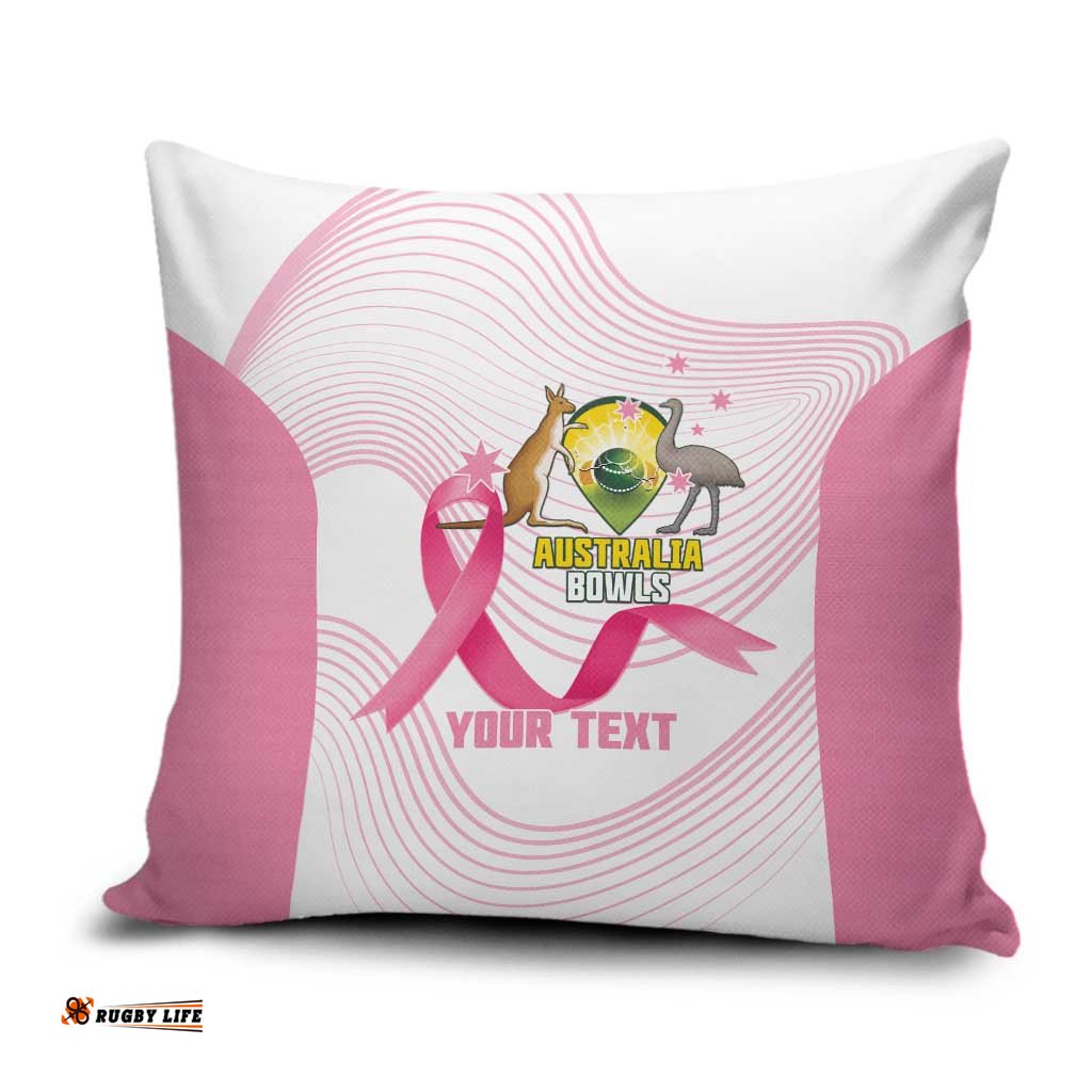 Custom Bowls Australia Breast Cancer Pillow Cover Pink Ribbon Curve Sporty LT14