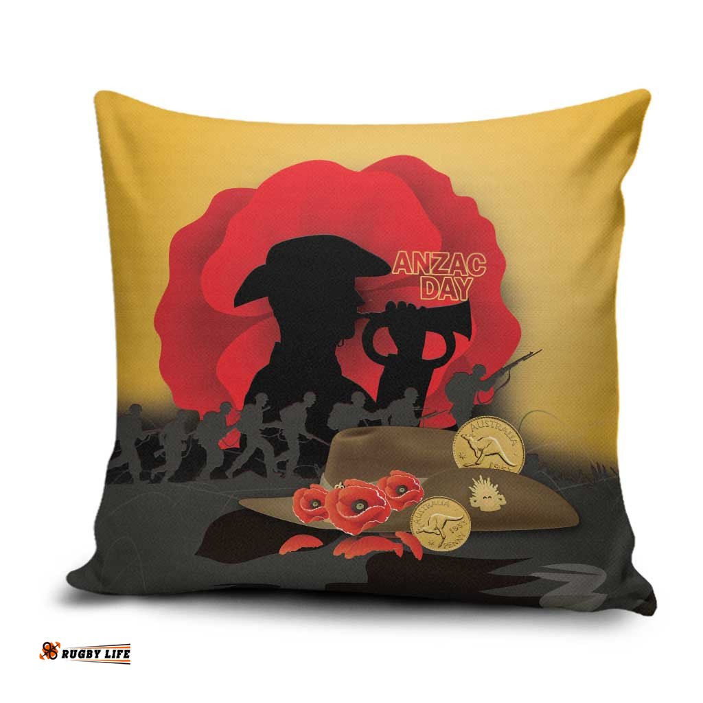 Australia Two-up Pennies ANZAC Day Pillow Cover Slouch Hat Last Post With Poppy LT14