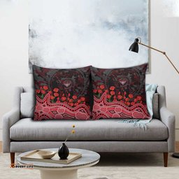 Essendon Bombers ANZAC Day Pillow Cover Indigenous Dot Art with Poppy Flower Tribute TS04