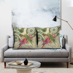 Australia Moluccan Eclectus Pillow Cover Australian Native Flowers Indigenous Art LT14