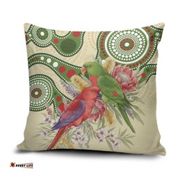 Australia Moluccan Eclectus Pillow Cover Australian Native Flowers Indigenous Art LT14