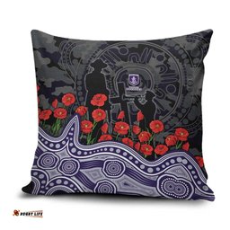 Fremantle Dockers ANZAC Day Pillow Cover Indigenous Dot Art with Poppy Flower Tribute TS04