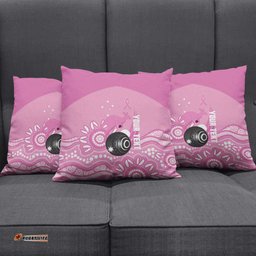 Custom Bowls Australia Breast Cancer Pillow Cover Pink Ribbon Kangaroo Aboriginal Art LT14