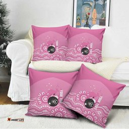 Custom Bowls Australia Breast Cancer Pillow Cover Pink Ribbon Kangaroo Aboriginal Art LT14